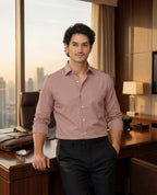 Royal French Micro Check Oxford Cotton Maroon Plane  Shirt