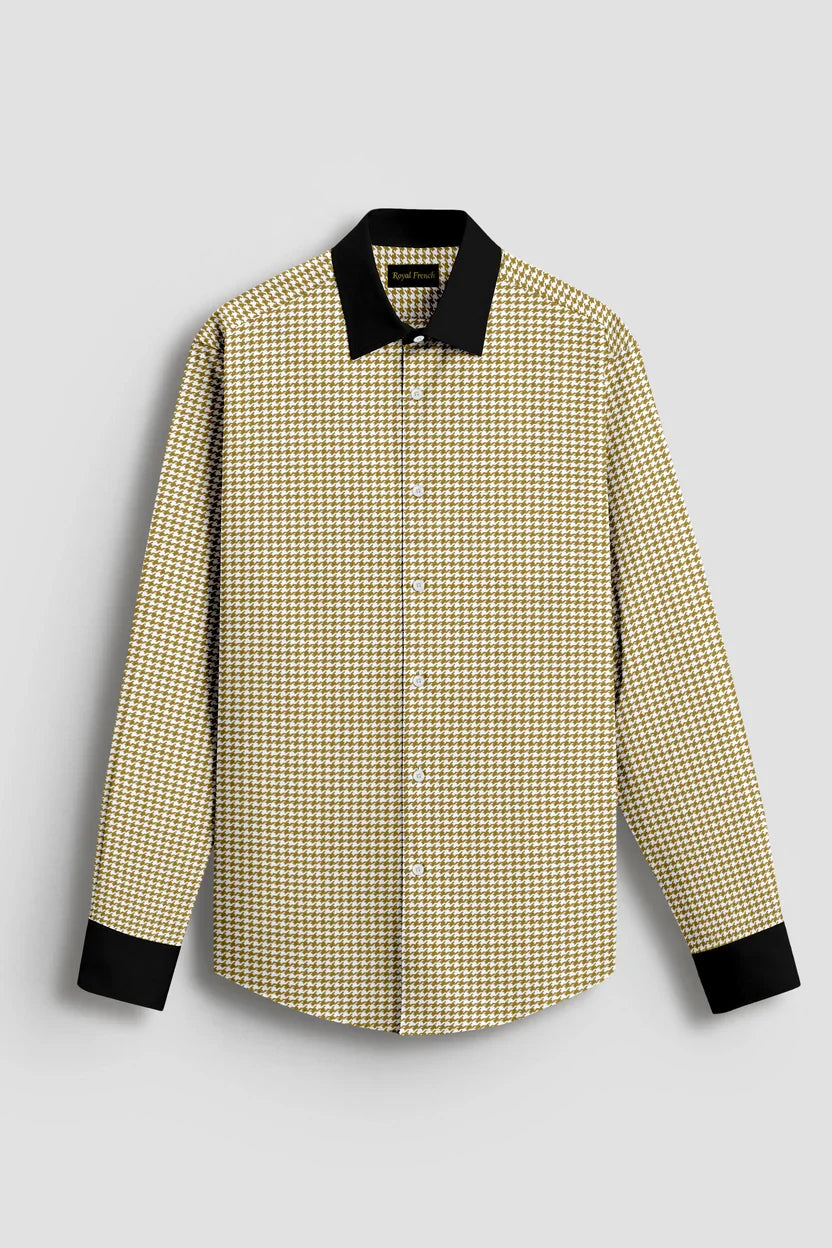 Royal French Mustard Yellow With Black Cuff Caller Classic Shirt
