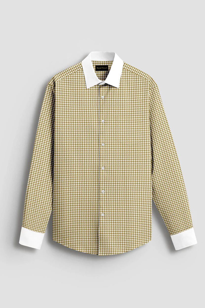 Royal French Mustard Yellow With White Cuff Caller Classic Shirt