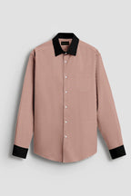 Royal French Micro Check Oxford Cotton Maroon With Black Cuff Collar Shirt