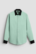Royal French Mint Green  With Black Cuff Caller Classic Shirt