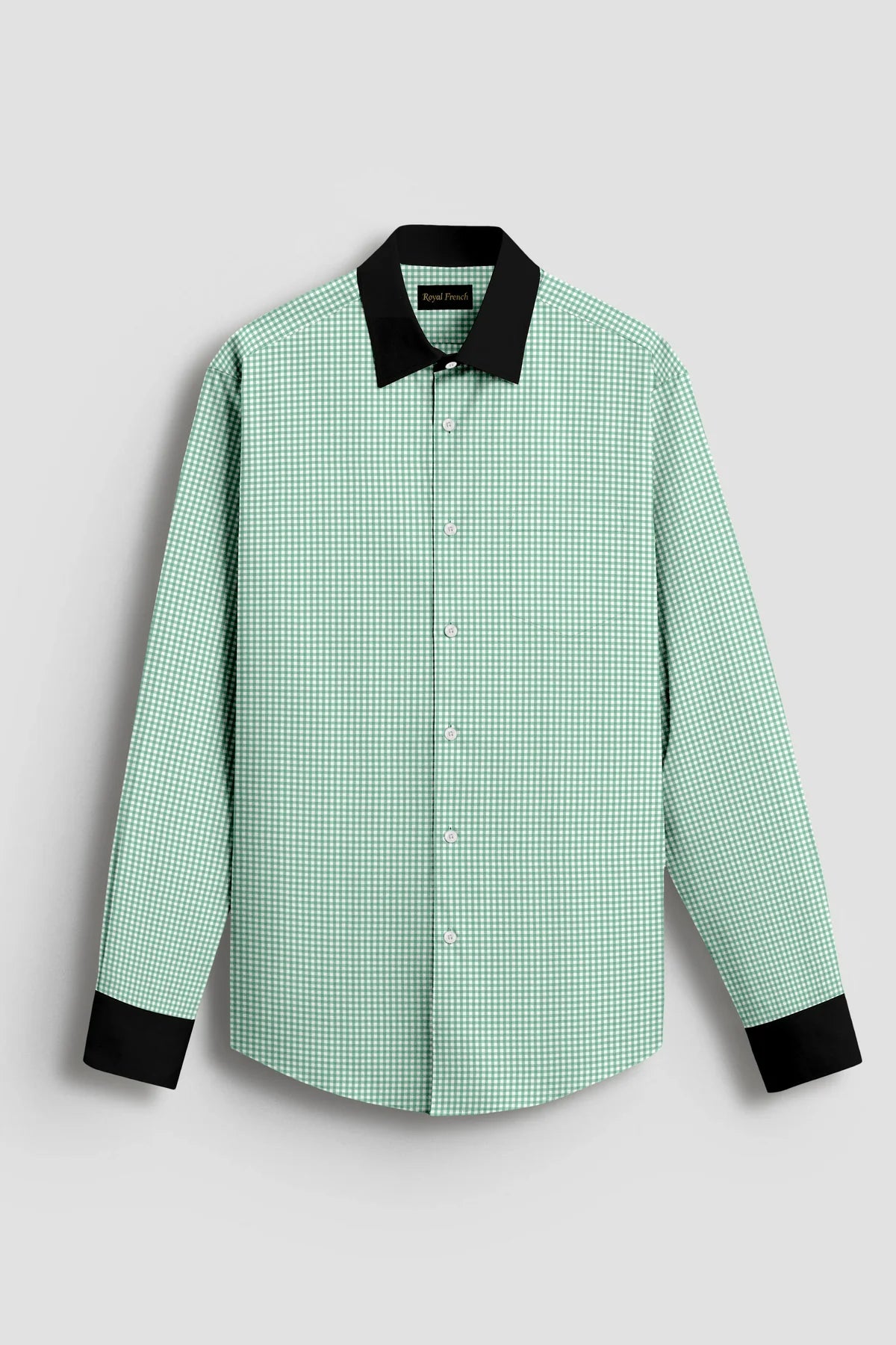 Royal French Mint Green  With Black Cuff Caller Classic Shirt