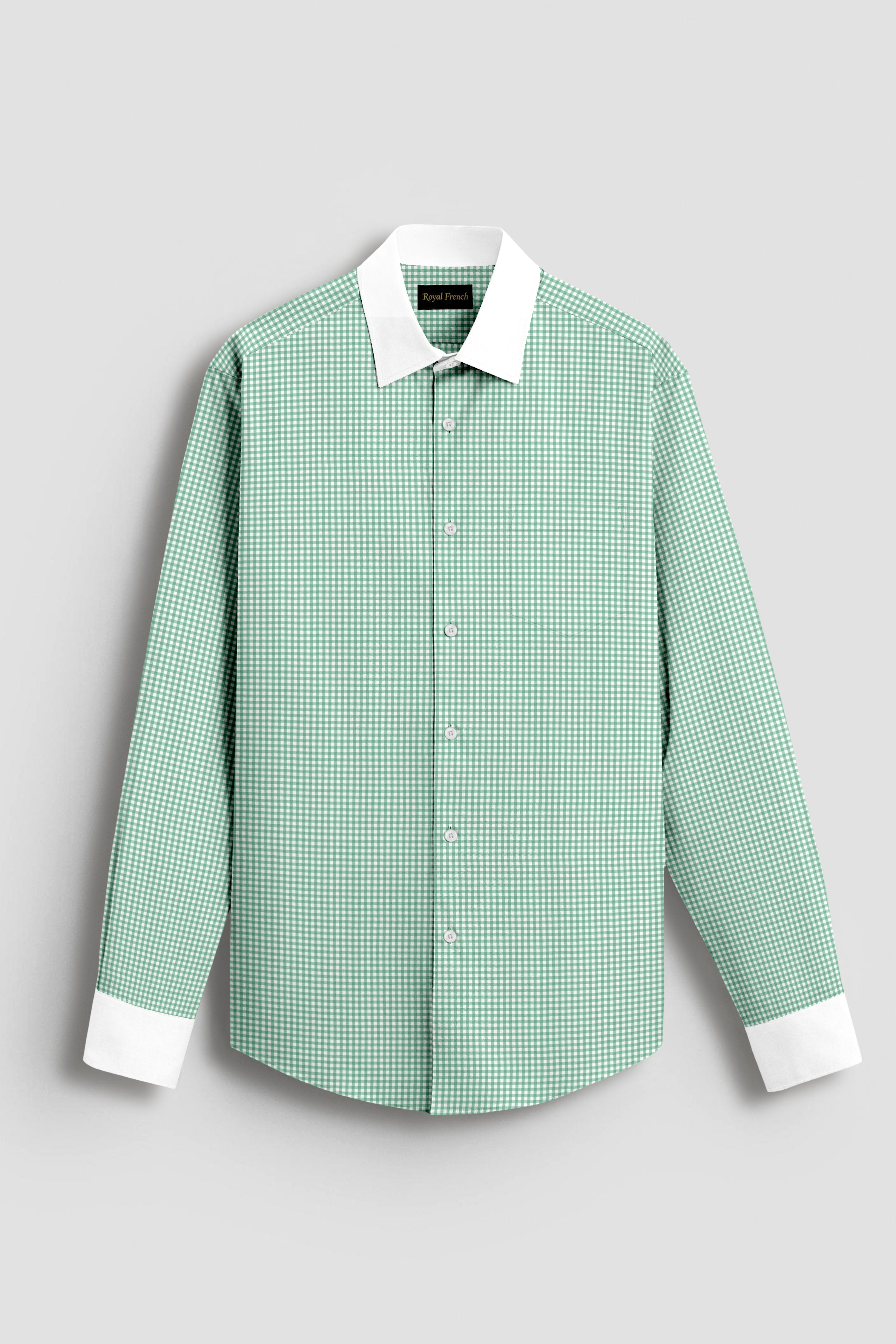 Royal French Mint Green  With White Cuff Caller Classic Shirt