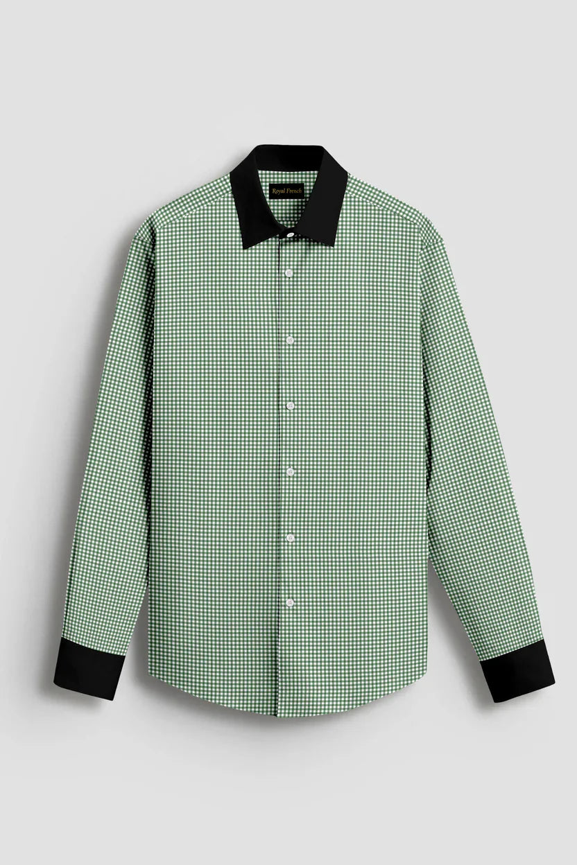 Royal French Green Line With Black Cuff Caller Classic Shirt