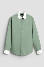 Royal French Green Line With White Cuff Caller Classic Shirt