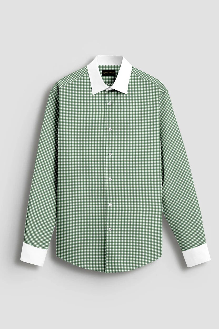 Royal French Green Line With White Cuff Caller Classic Shirt