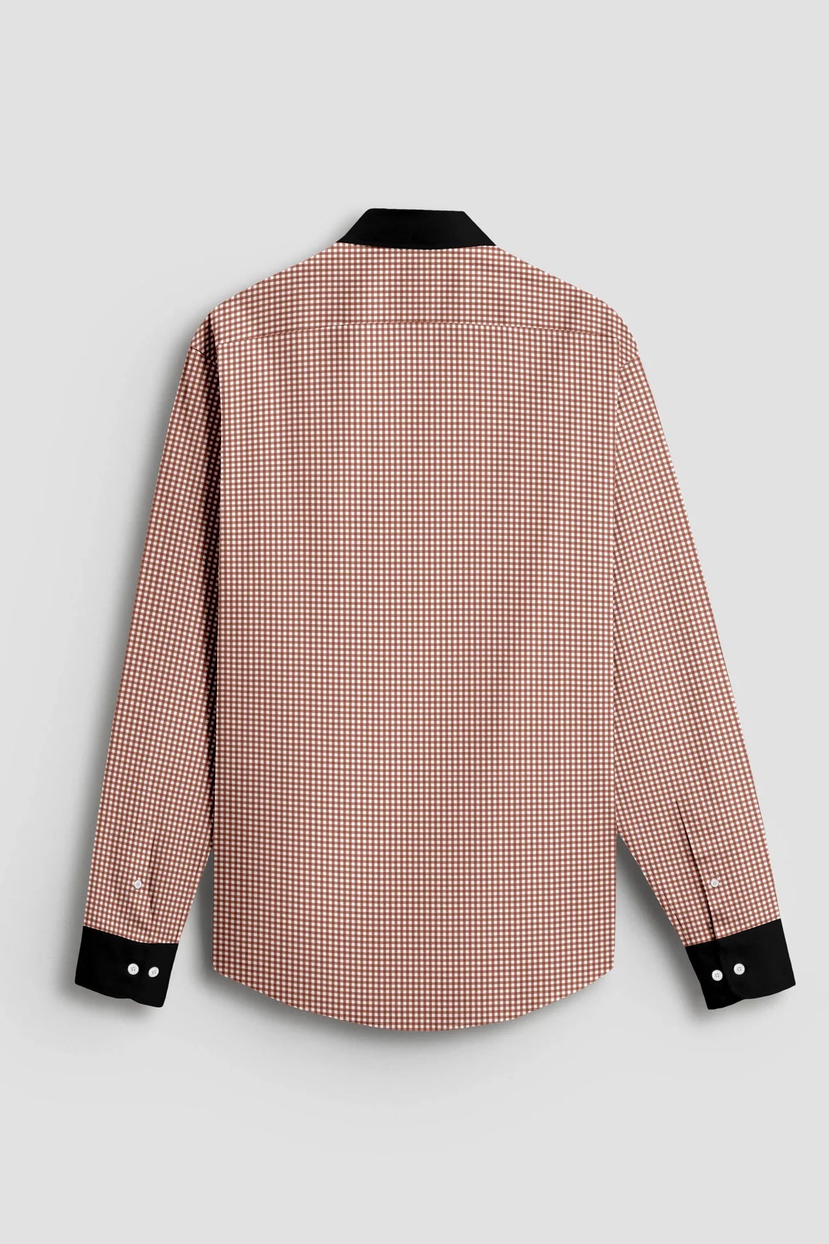 Royal French Micro Check Oxford Cotton Maroon With Black Cuff Collar Shirt