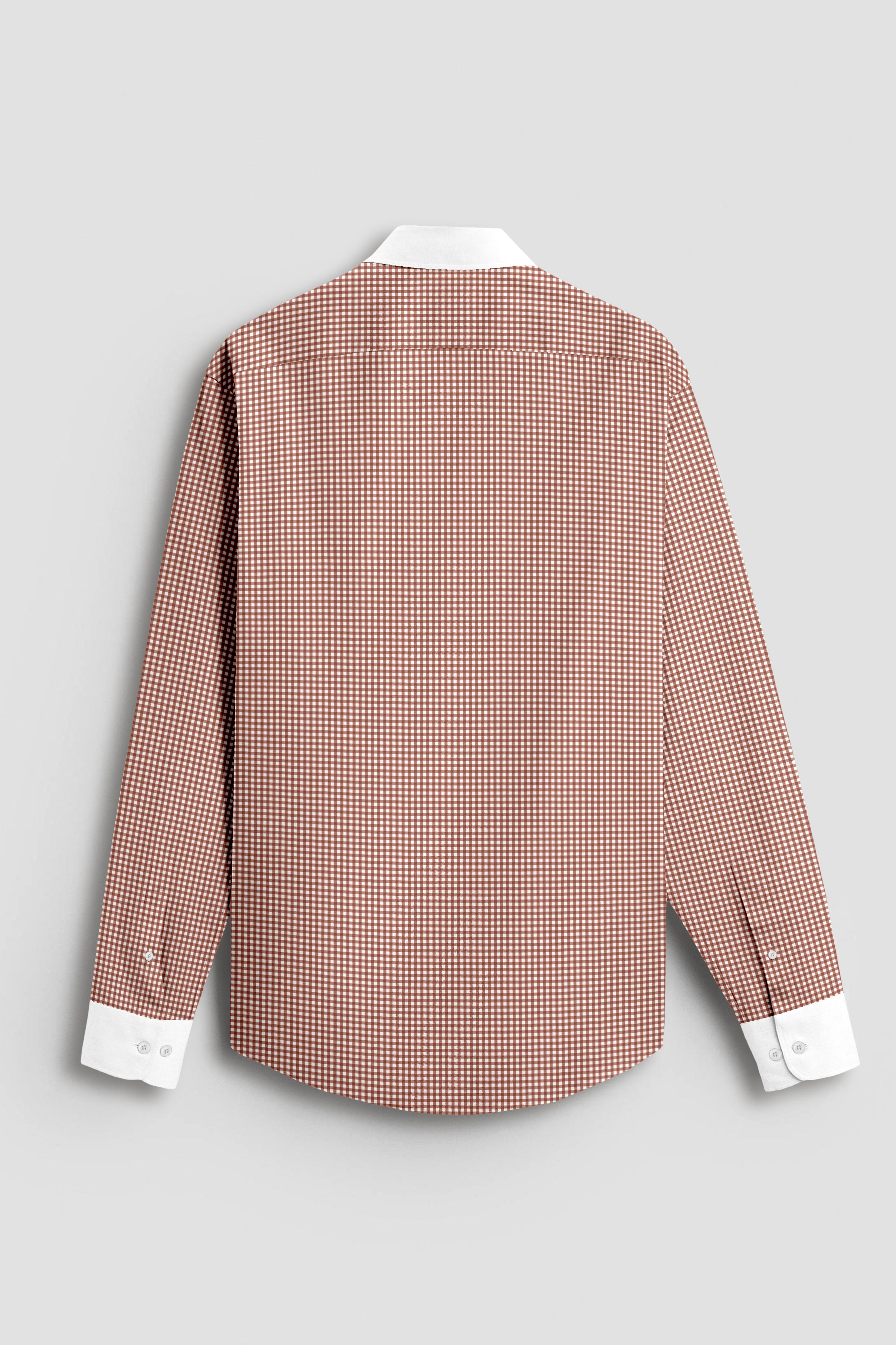 Royal French Micro Check Oxford Cotton Maroon With White Cuff Collar Shirt