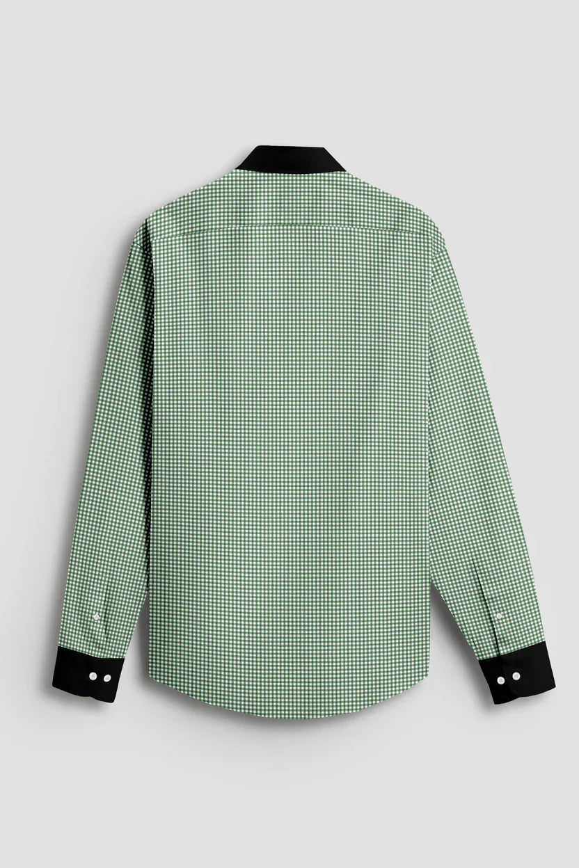 Royal French Green Line With Black Cuff Caller Classic Shirt