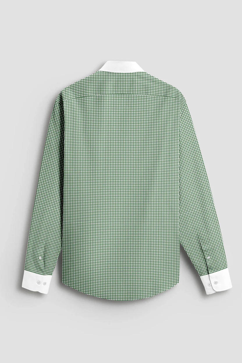 Royal French Green Line With White Cuff Caller Classic Shirt