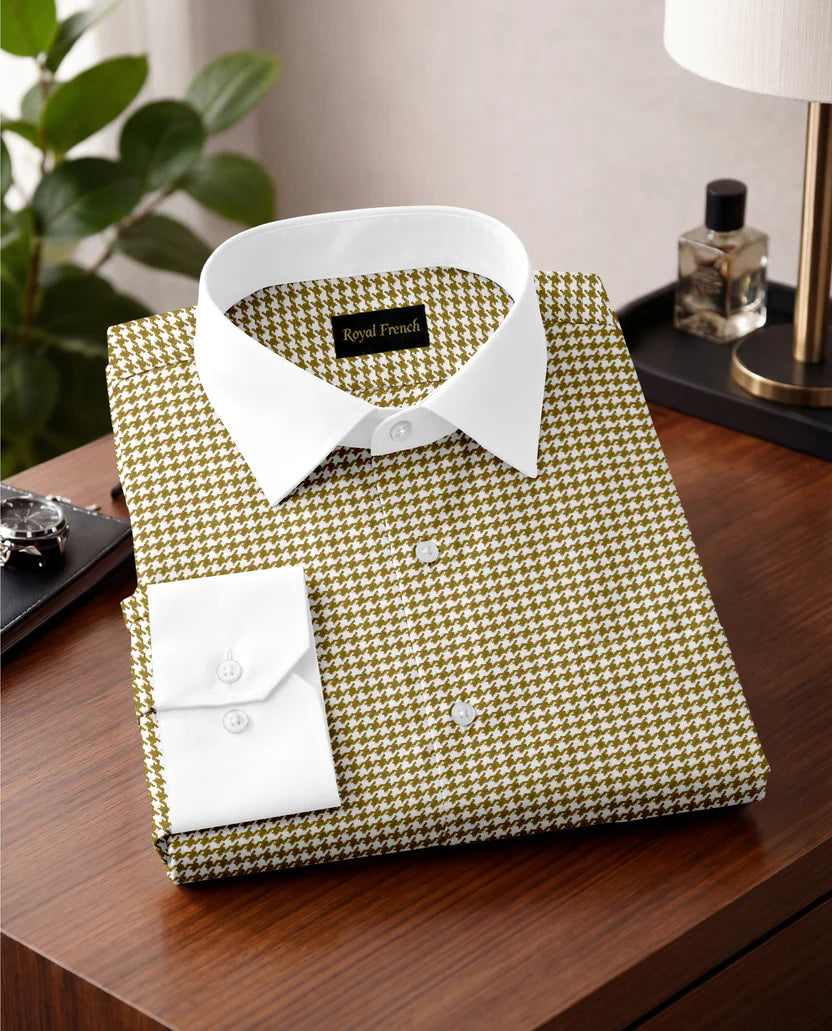 Royal French Mustard Yellow With White Cuff Caller Classic Shirt
