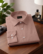 Royal French Micro Check Oxford Cotton Maroon Plane  Shirt