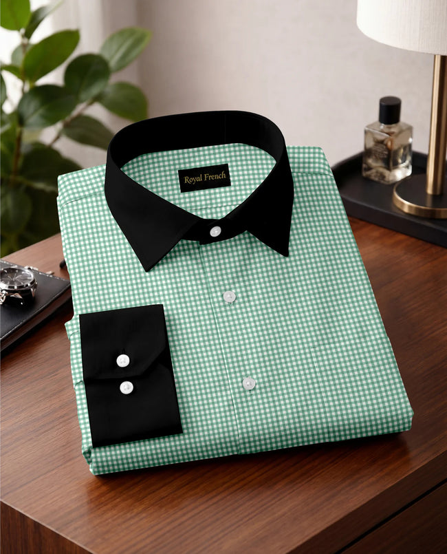 Royal French Mint Green  With Black Cuff Caller Classic Shirt Hover Image