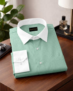 Royal French Mint Green  With White Cuff Caller Classic Shirt