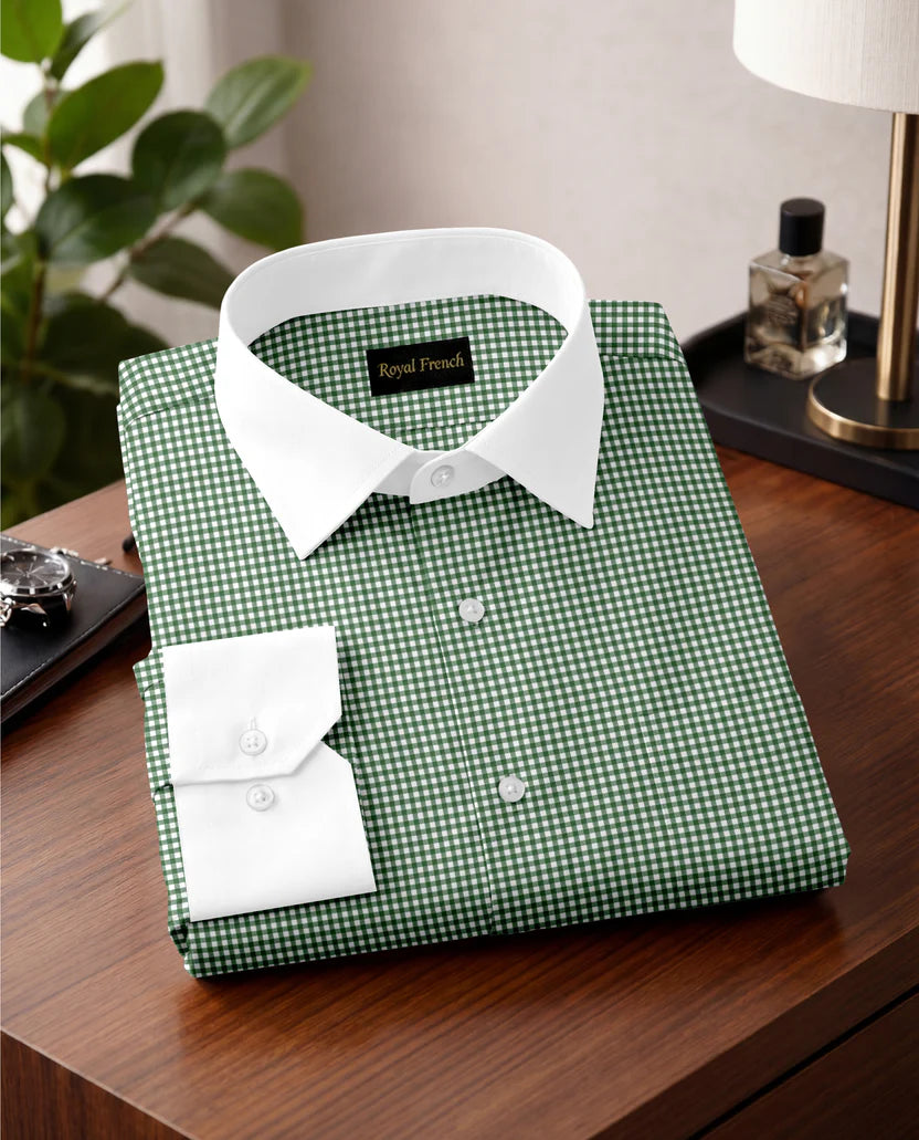 Royal French Green Line With White Cuff Caller Classic Shirt