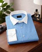 Royal French Royal Blue With White Cuff Collar Executive Shirt