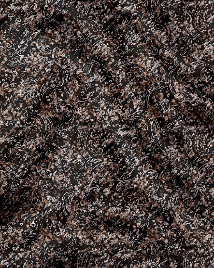 Carbon Black and Nutria Brown Paisley Pattern Printed Designer Cotton Full Sleeve Shirt