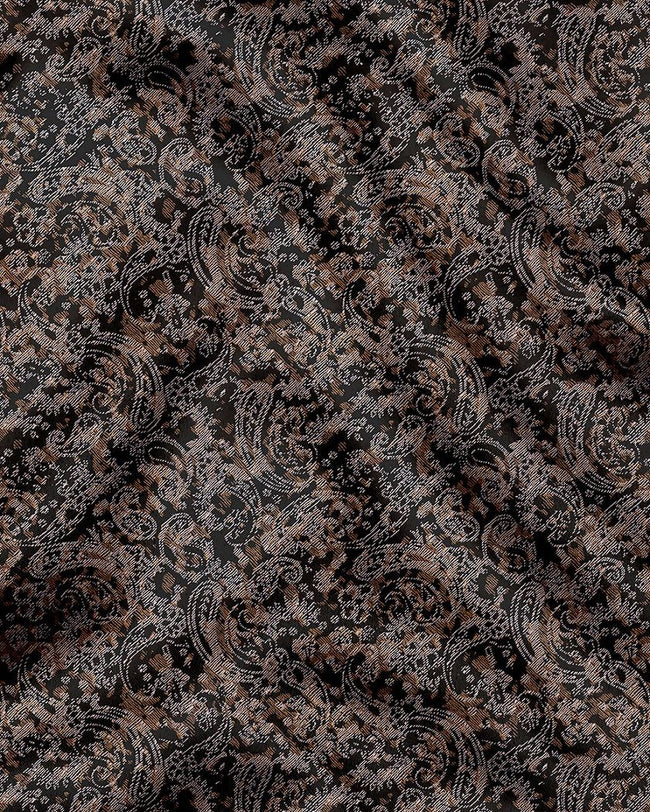 Carbon Black and Nutria Brown Paisley Pattern Printed Designer Cotton Full Sleeve Shirt Main Image