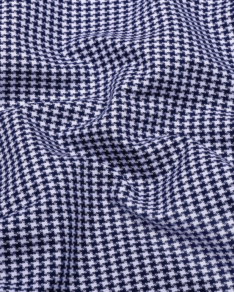 Fralix Blue Hounds tooth Jacquard Premium Gizza Long Sleeve Shirt