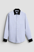 Royal French Blue Line With Black Cuff Collar Classic Shirt