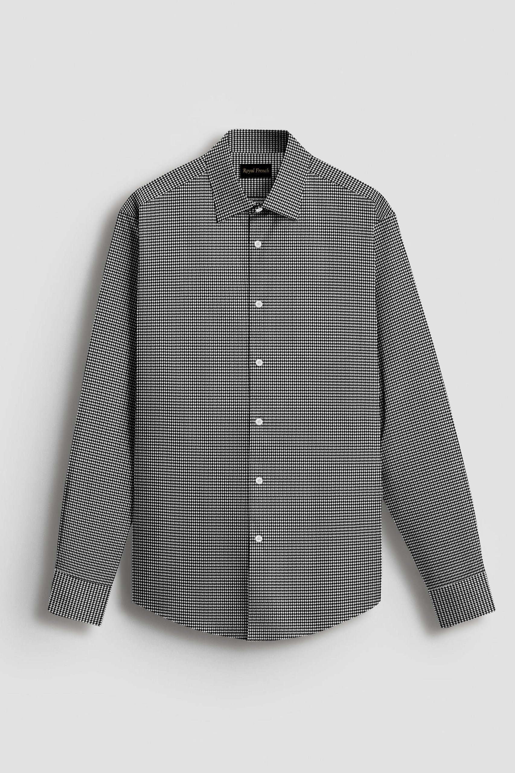 Royal French Micro Check Contrast Premium Black Plane Shirt