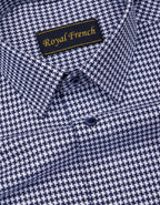 Fralix Blue Hounds tooth Jacquard Premium Gizza Long Sleeve Shirt