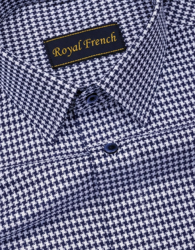 Fralix Blue Hounds tooth Jacquard Premium Gizza Long Sleeve Shirt