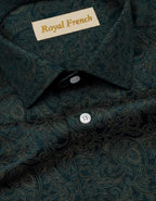 Olvane Green Printed Cotton Long Sleeve Shirt