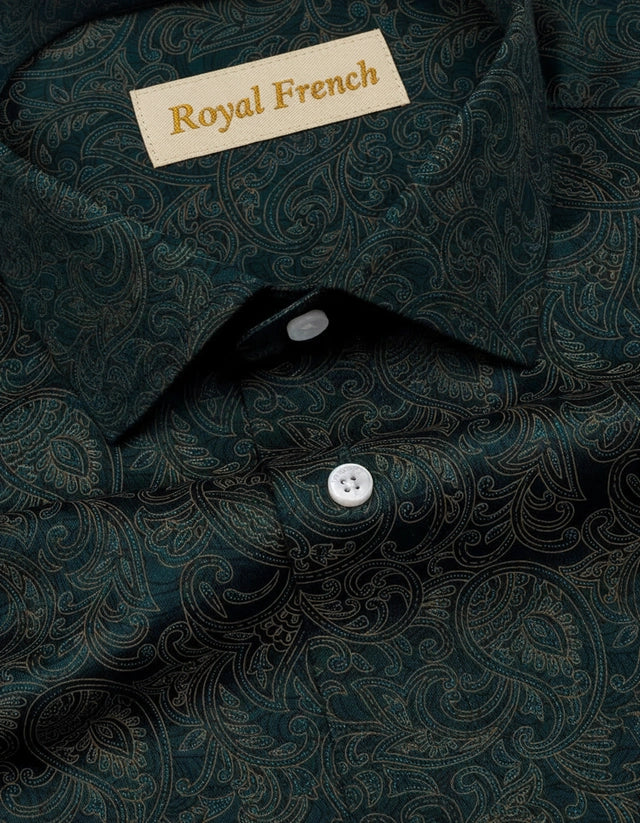 Olvane Green Printed Cotton Long Sleeve Shirt Hover Image