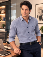 Fralix Blue Hounds tooth Jacquard Premium Gizza Long Sleeve Shirt