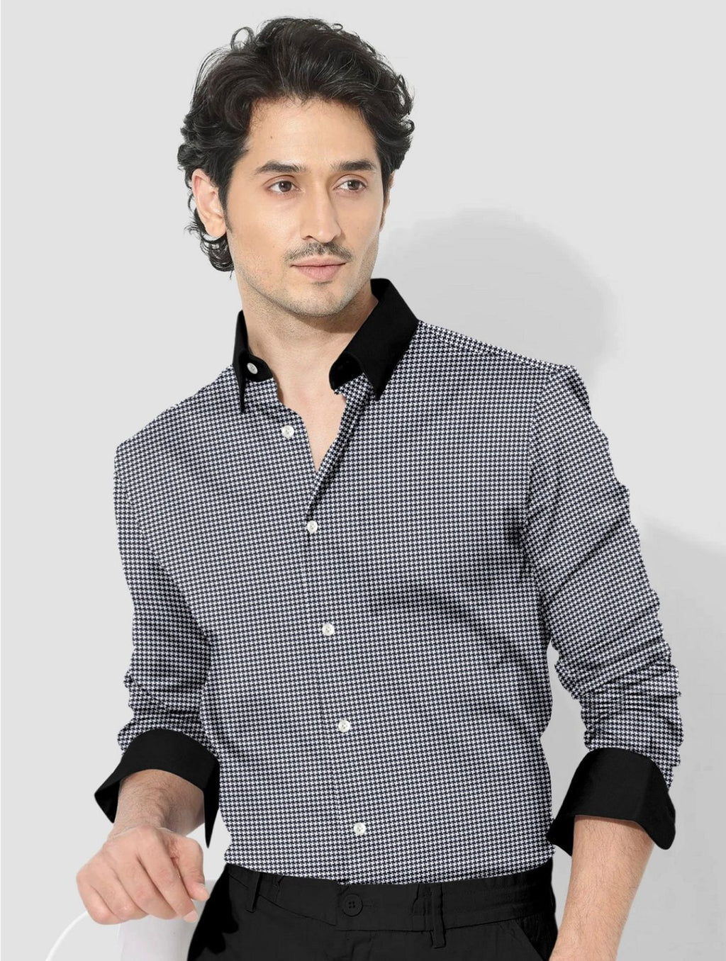 Royal French Micro Check Contrast Premium Shirt