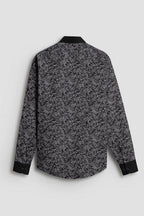 Carbon Black and Meteorite Grey Paisley Pattern Printed Designer Giza Cotton Full Sleeve Shirt