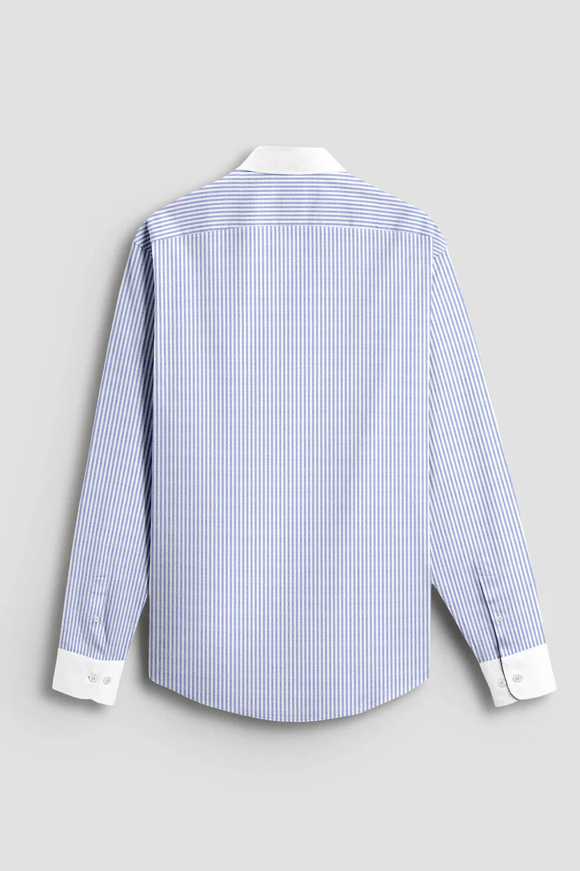 Royal French Blue Line With White Cuff Collar Classic Shirt