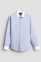 Royal French Blue Line With White Cuff Collar Classic Shirt