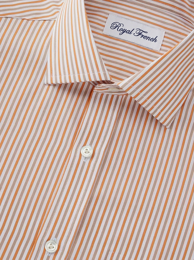 Barboni Orange Striped Full  Sleeve Classic Fit Classic Formal Egyptian Giza Silk Touch Cotton Shirt. Main Image