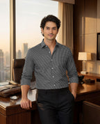 Royal French Micro Check Contrast Premium Black Plane Shirt