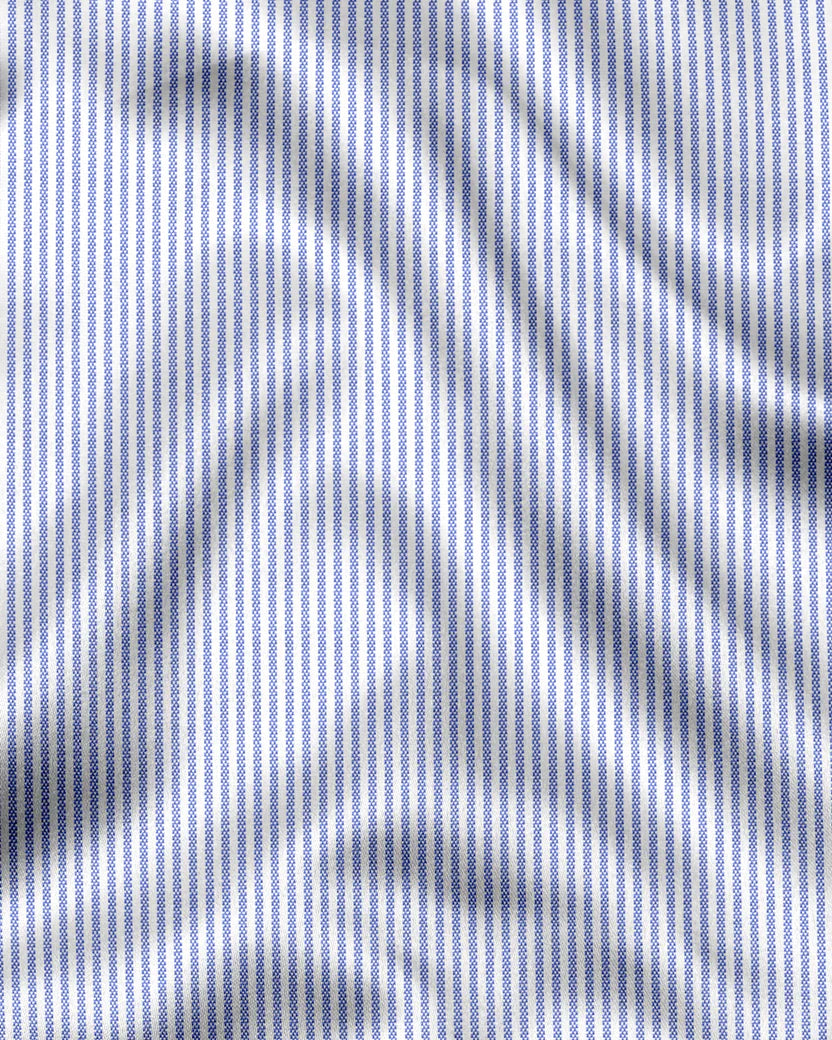 Royal French Blue Line With White Cuff Collar Classic Shirt