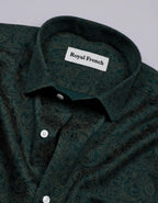 Olvane Green Printed Cotton Long Sleeve Shirt