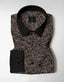 Carbon Black and Nutria Brown Paisley Pattern Printed Designer Cotton Full Sleeve Shirt