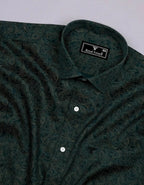 Olvane Green Printed Cotton Long Sleeve Shirt